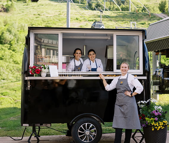 The Little Nell's pastry team in a food truck at the base of Aspen Mountain