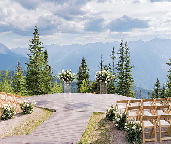 The Wedding Deck on top of Aspen Mountain before a ceremony.