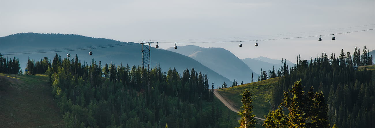 Gondolas in the horizon on Aspen Mountain