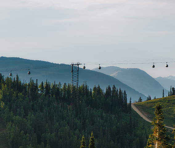 Gondolas in the horizon on Aspen Mountain
