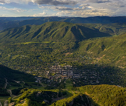 overlooking the town of aspen in the summer