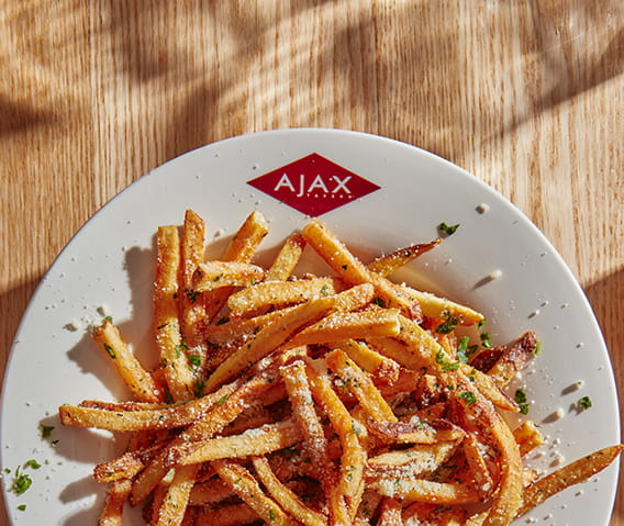Ajax Tavern plate with truffle fries. 