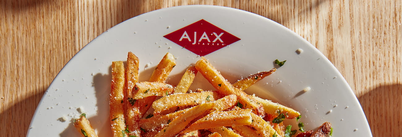Ajax Tavern plate with fries. 