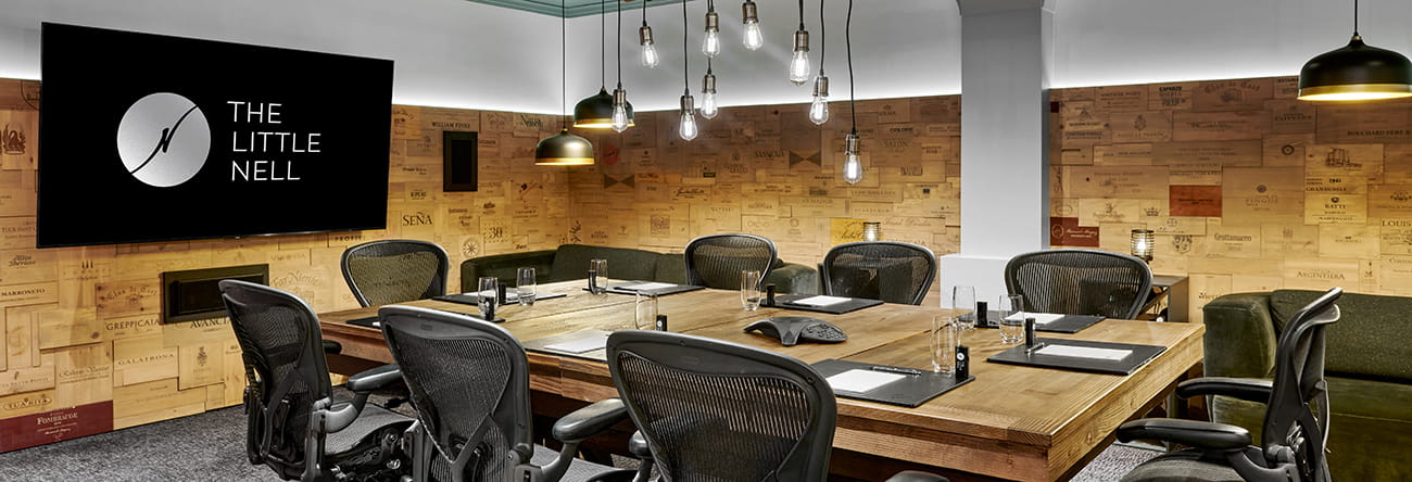 The Board Room, a meeting space inside The Little Nell hotel.