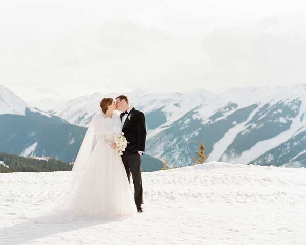 Winter Wedding on Aspen Mountain at The Little Nell's Wedding Overlook