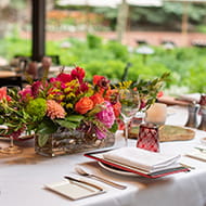 A table set for a special event on the element 47 patio at the little nell.
