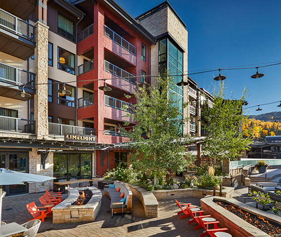 exterior of limelight snowmass in the sumer