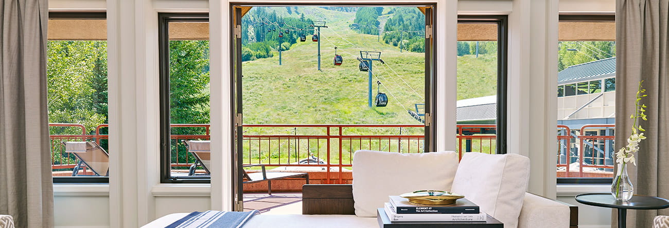 The scenic view of the Aspen Mountain gondola from the Krug Suite's spacious balcony.