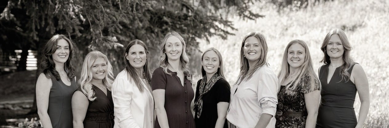 Black & white photo of a group of women