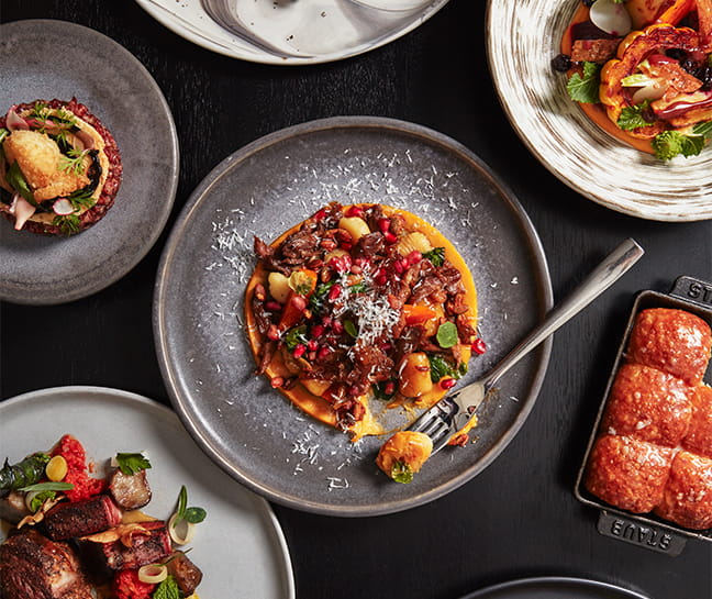 Several dishes from the Element 47 winter menu.