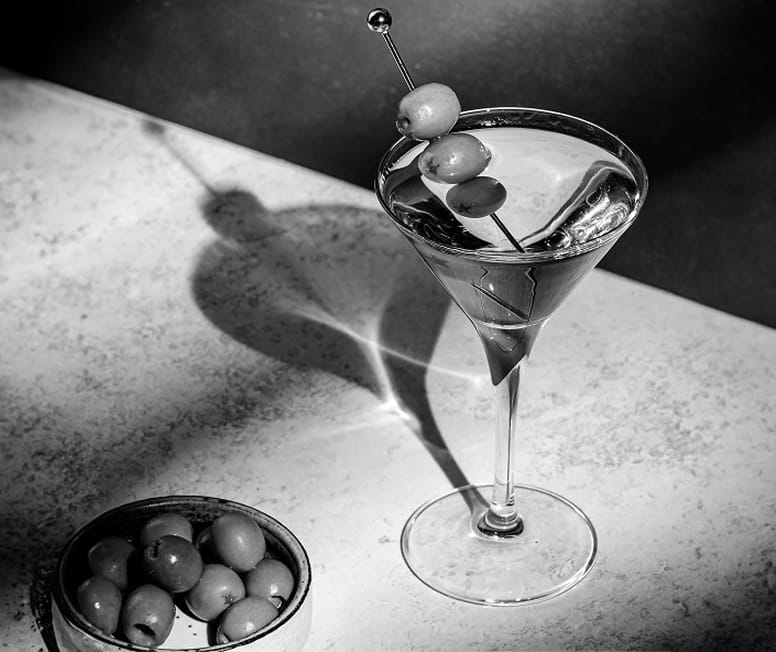 martini on table