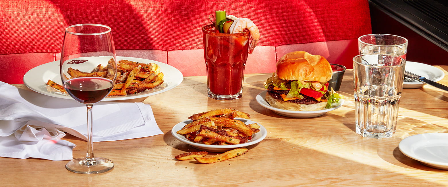 food on table in ajax tavern