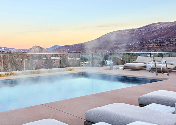 residences pool overlooking aspen mountains
