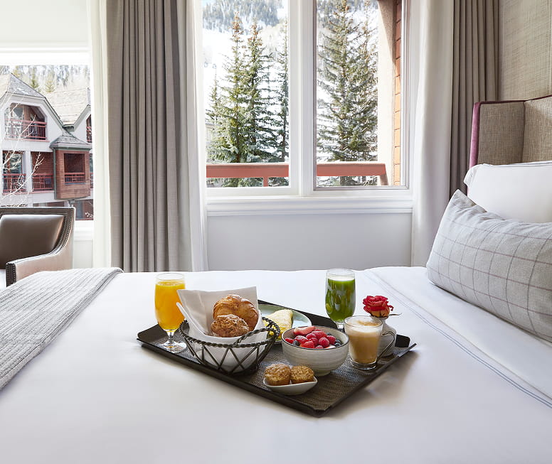 breakfast food on bed