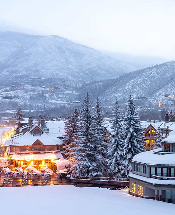 exterior of the little nell in winter