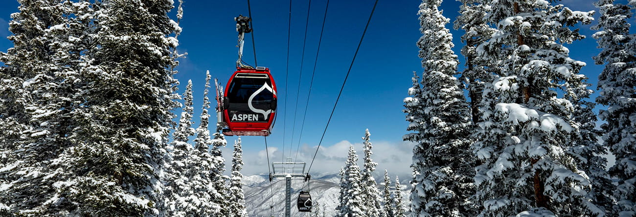 The Silver Queen Gondola carries skiers to the top of Aspen Mountain.