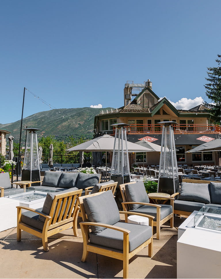 outdoor seating area at ajax tavern