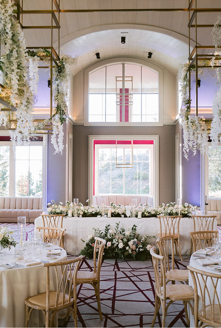 wedding setup at aspen mountain club dining room