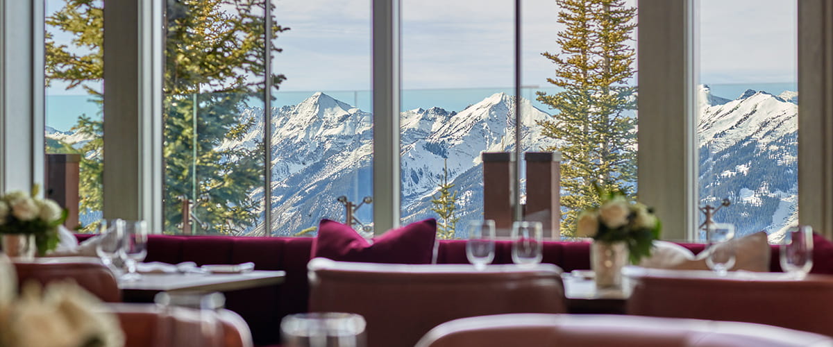 dining area overlooking mountains
