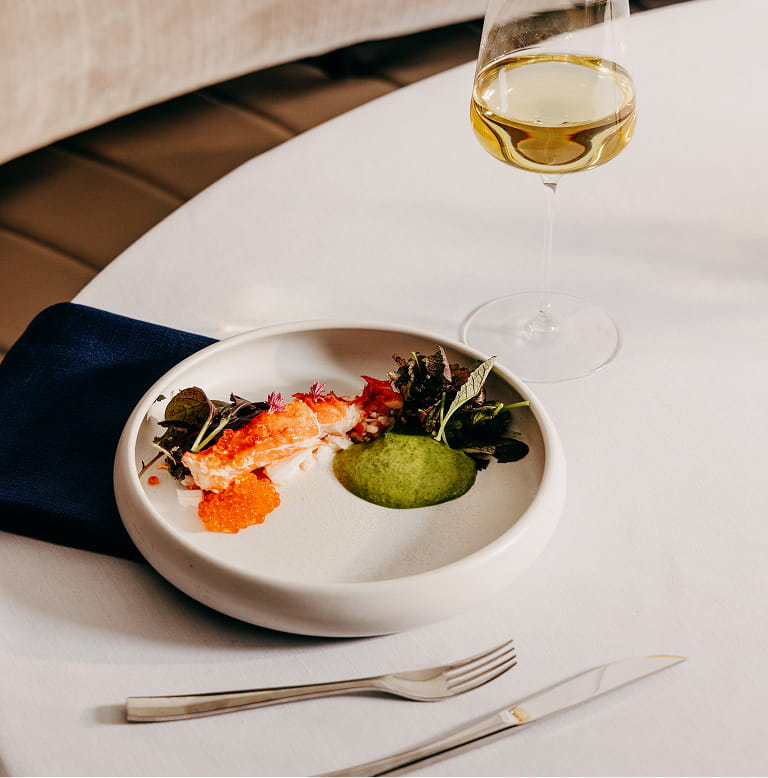 food and wine on table