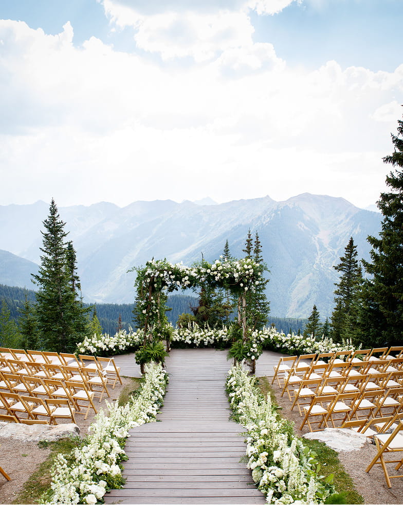 wedding setup at the top of aspen mountain