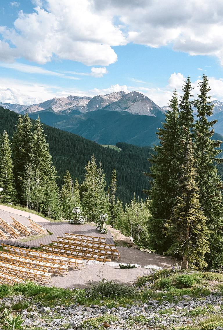 wedding setup at top of aspen mountain