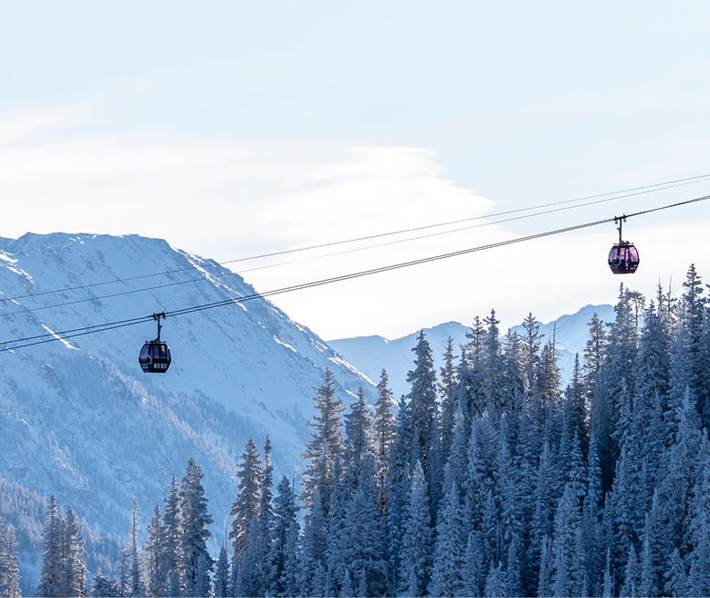 Aspen gondola in winter