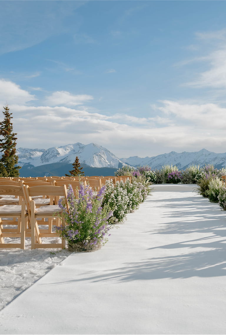 wedding setup at top of aspen mountain