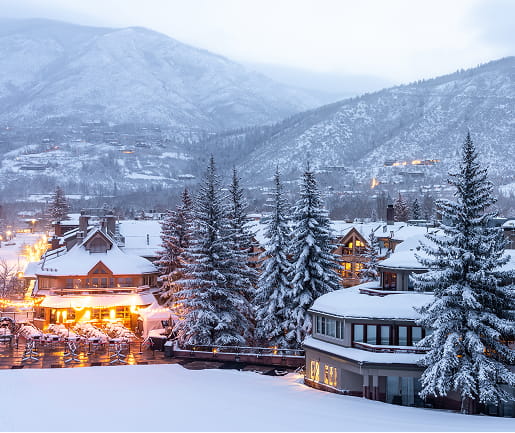 the exterior of the hotel in the winter