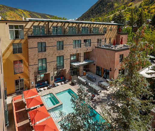 aerial view of exterior of limelight aspen